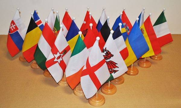 Union Jack Pink Small Flag with Wooden Stand